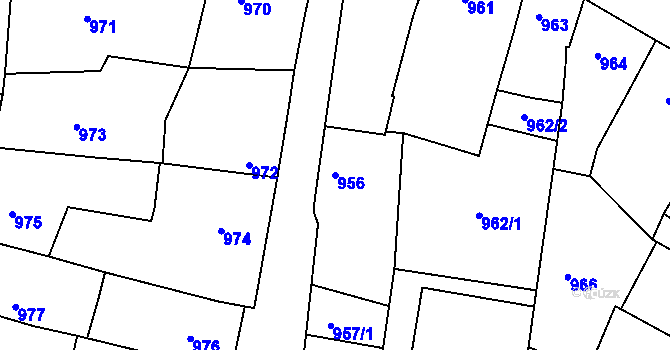 Parcela st. 956 v KÚ Ořechov, Katastrální mapa