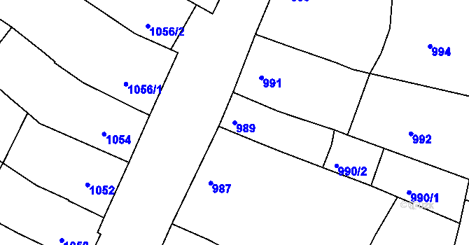 Parcela st. 989 v KÚ Ořechov, Katastrální mapa