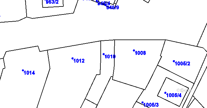 Parcela st. 1010 v KÚ Ořechov, Katastrální mapa