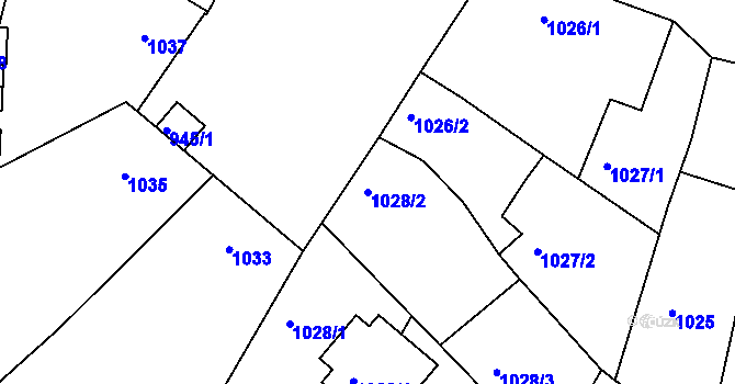 Parcela st. 1028/2 v KÚ Ořechov, Katastrální mapa
