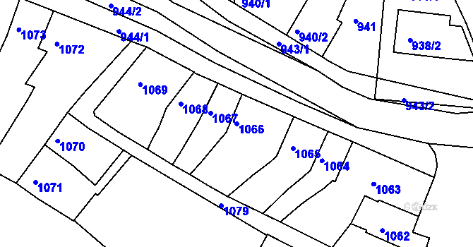 Parcela st. 1066 v KÚ Ořechov, Katastrální mapa