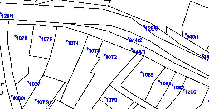 Parcela st. 1072 v KÚ Ořechov, Katastrální mapa