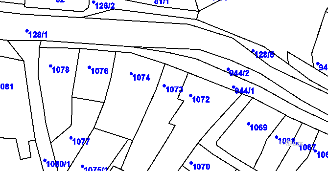 Parcela st. 1073 v KÚ Ořechov, Katastrální mapa