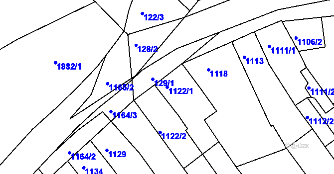 Parcela st. 1122/1 v KÚ Ořechov, Katastrální mapa