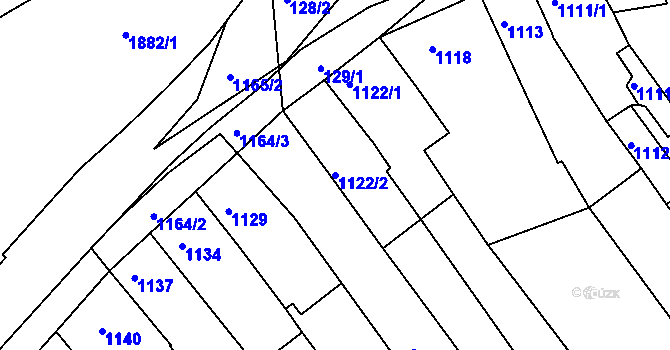 Parcela st. 1122/2 v KÚ Ořechov, Katastrální mapa