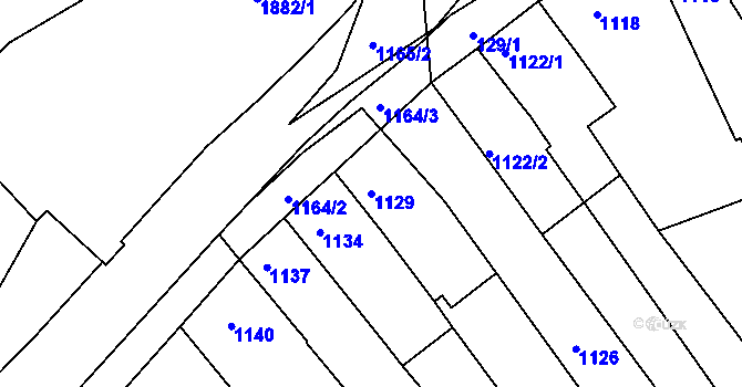 Parcela st. 1129 v KÚ Ořechov, Katastrální mapa