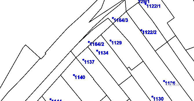 Parcela st. 1134 v KÚ Ořechov, Katastrální mapa