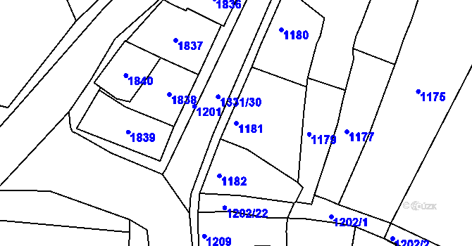 Parcela st. 1181 v KÚ Ořechov, Katastrální mapa
