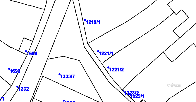 Parcela st. 1221/1 v KÚ Ořechov, Katastrální mapa