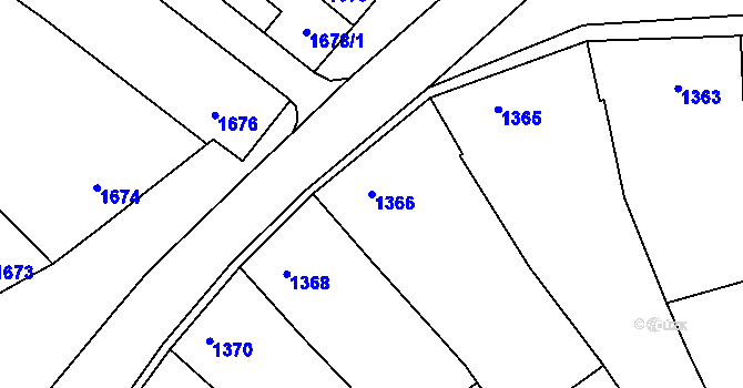 Parcela st. 1366 v KÚ Ořechov, Katastrální mapa
