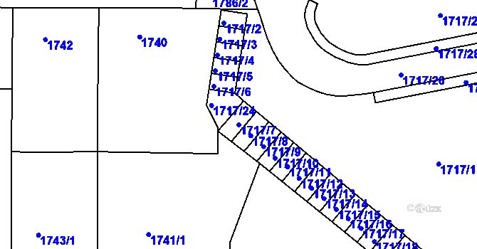 Parcela st. 1717/7 v KÚ Ořechov, Katastrální mapa