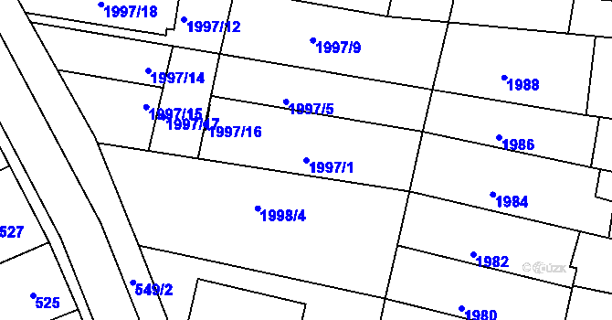 Parcela st. 1997/1 v KÚ Ořechov, Katastrální mapa