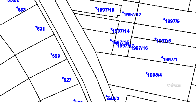 Parcela st. 1997/3 v KÚ Ořechov, Katastrální mapa