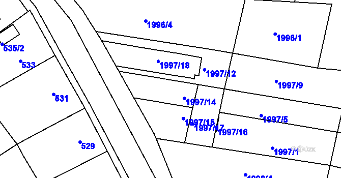 Parcela st. 1997/7 v KÚ Ořechov, Katastrální mapa