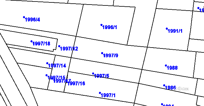 Parcela st. 1997/9 v KÚ Ořechov, Katastrální mapa