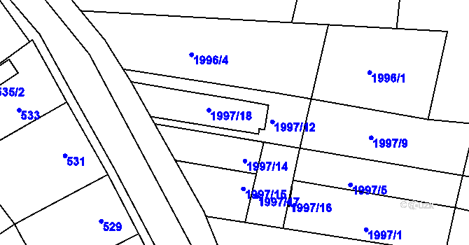 Parcela st. 1997/11 v KÚ Ořechov, Katastrální mapa