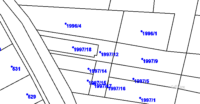 Parcela st. 1997/12 v KÚ Ořechov, Katastrální mapa