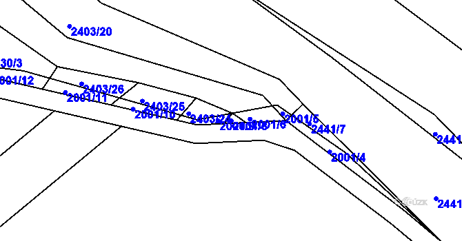 Parcela st. 2001/8 v KÚ Ořechov, Katastrální mapa