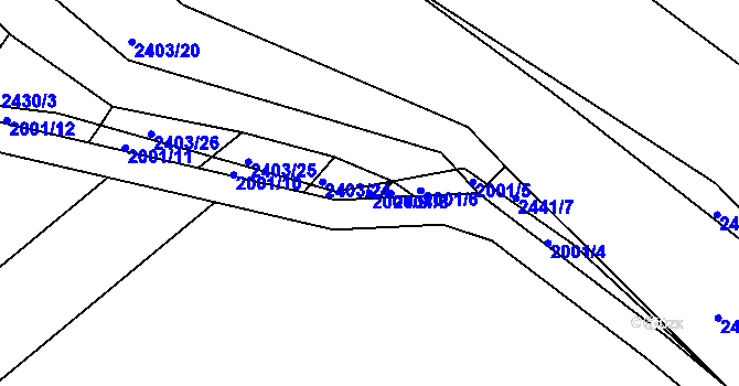 Parcela st. 2001/9 v KÚ Ořechov, Katastrální mapa