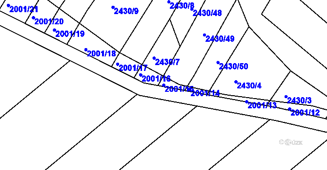 Parcela st. 2001/15 v KÚ Ořechov, Katastrální mapa