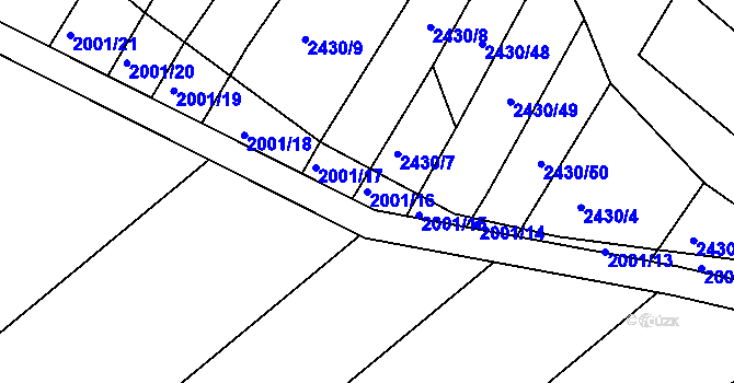 Parcela st. 2001/16 v KÚ Ořechov, Katastrální mapa