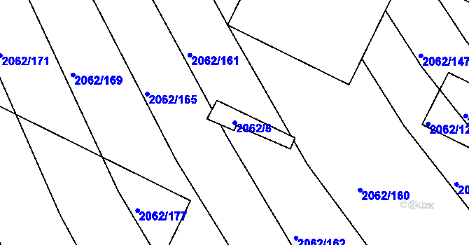 Parcela st. 2062/8 v KÚ Ořechov, Katastrální mapa