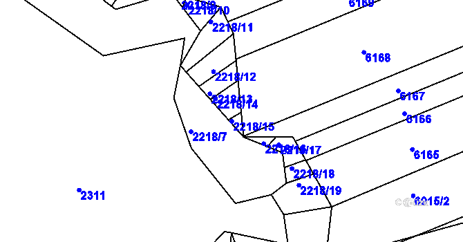 Parcela st. 2218/15 v KÚ Ořechov, Katastrální mapa