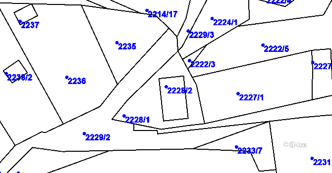 Parcela st. 2228/2 v KÚ Ořechov, Katastrální mapa