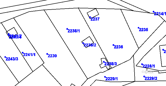Parcela st. 2238/2 v KÚ Ořechov, Katastrální mapa