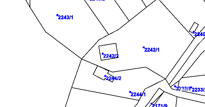 Parcela st. 2242/2 v KÚ Ořechov, Katastrální mapa