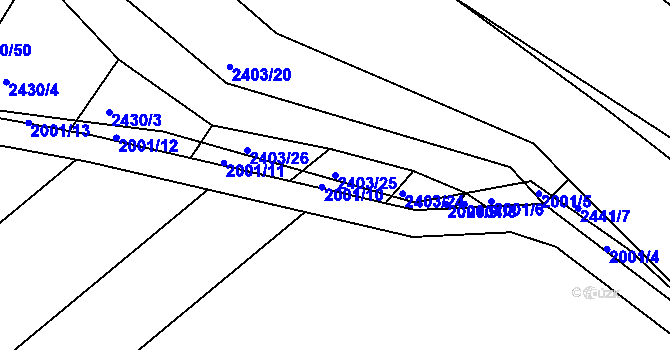 Parcela st. 2403/25 v KÚ Ořechov, Katastrální mapa