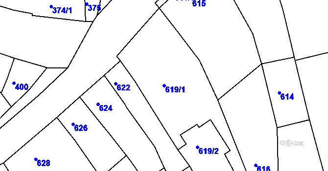 Parcela st. 619/1 v KÚ Ořechov, Katastrální mapa