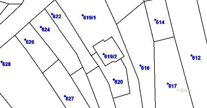 Parcela st. 619/2 v KÚ Ořechov, Katastrální mapa