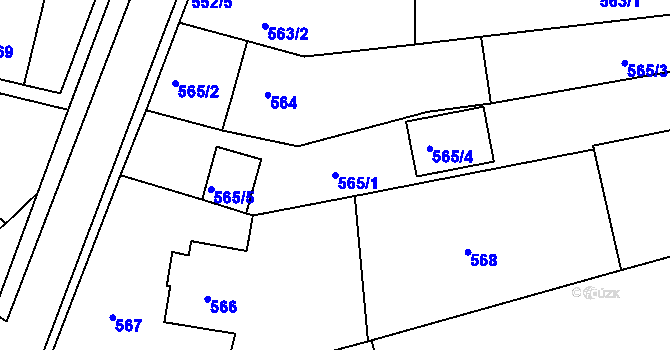 Parcela st. 565/1 v KÚ Ořechov, Katastrální mapa
