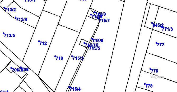 Parcela st. 715/5 v KÚ Ořechov, Katastrální mapa