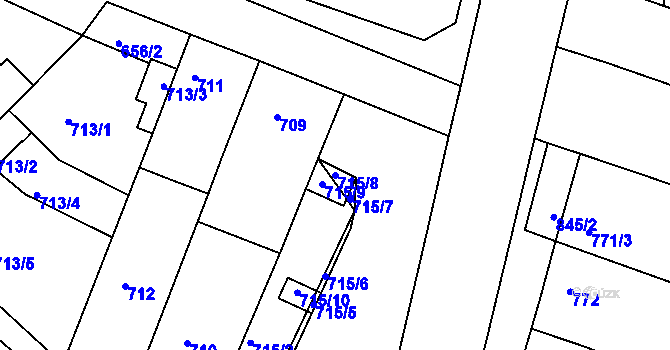 Parcela st. 715/8 v KÚ Ořechov, Katastrální mapa
