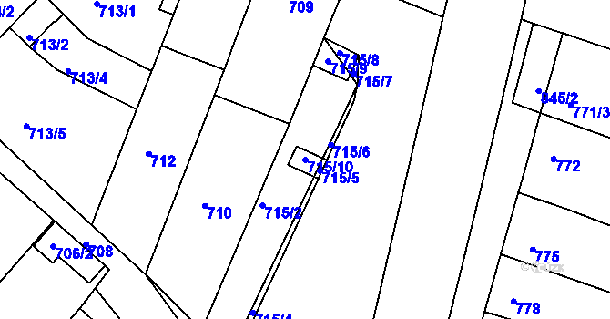 Parcela st. 715/10 v KÚ Ořechov, Katastrální mapa