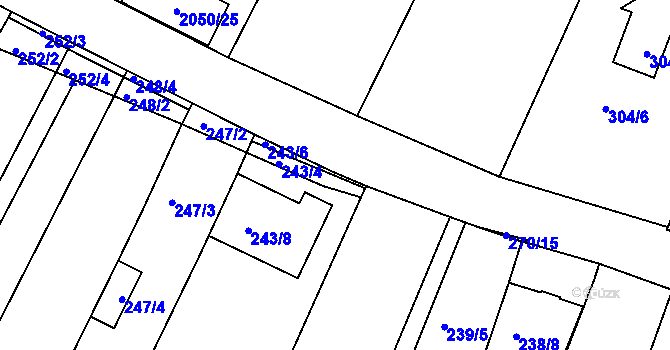 Parcela st. 243/7 v KÚ Ořechov, Katastrální mapa