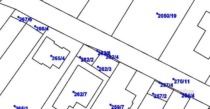 Parcela st. 262/4 v KÚ Ořechov, Katastrální mapa