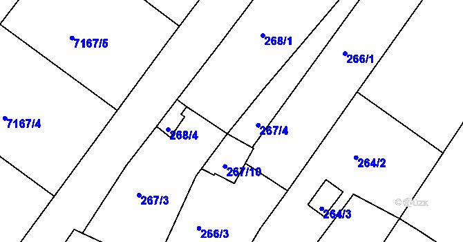 Parcela st. 267/9 v KÚ Ořechov, Katastrální mapa