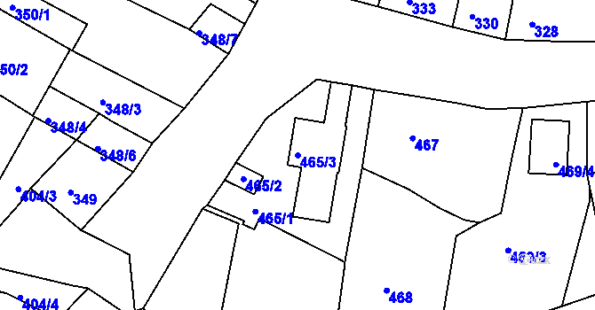 Parcela st. 465/3 v KÚ Ořechov, Katastrální mapa