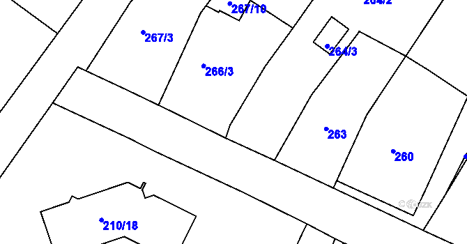 Parcela st. 266/7 v KÚ Ořechov, Katastrální mapa