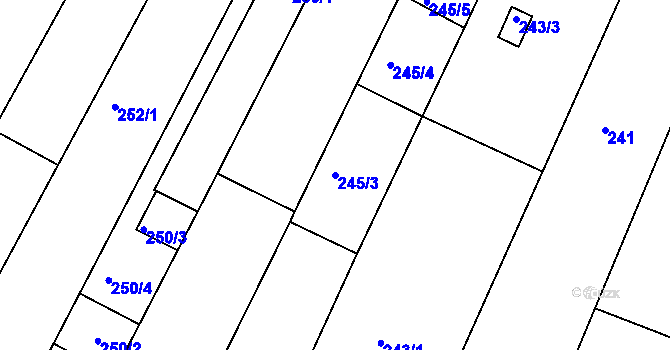 Parcela st. 245/3 v KÚ Ořechov, Katastrální mapa