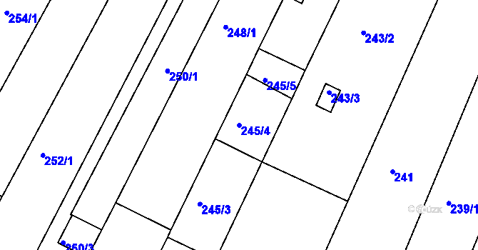 Parcela st. 245/4 v KÚ Ořechov, Katastrální mapa