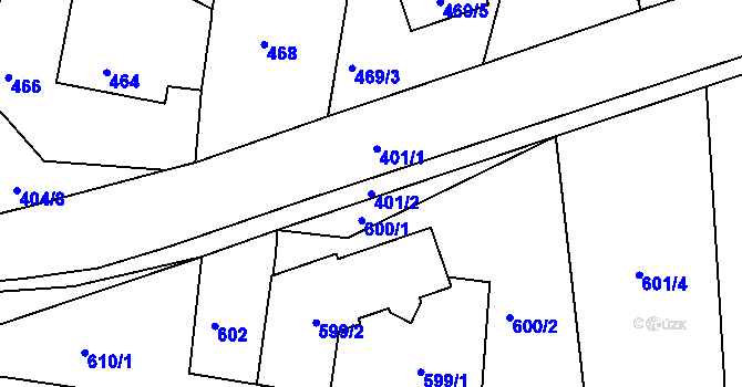 Parcela st. 401/2 v KÚ Ořechov, Katastrální mapa