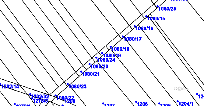 Parcela st. 1080/19 v KÚ Ořechov, Katastrální mapa