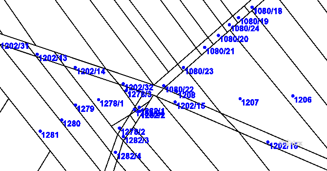 Parcela st. 1080/22 v KÚ Ořechov, Katastrální mapa