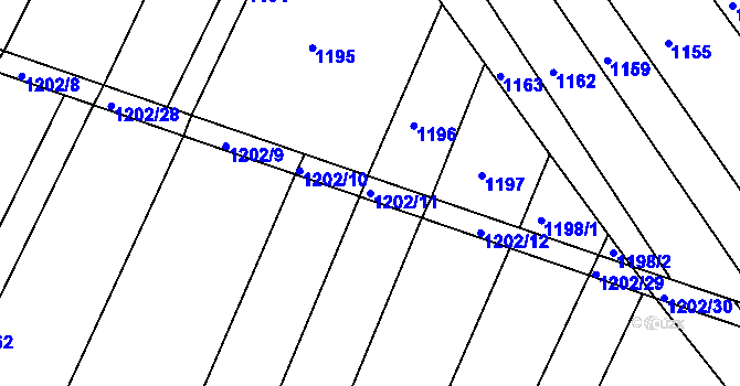 Parcela st. 1202/11 v KÚ Ořechov, Katastrální mapa