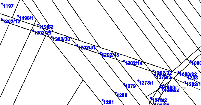 Parcela st. 1202/13 v KÚ Ořechov, Katastrální mapa