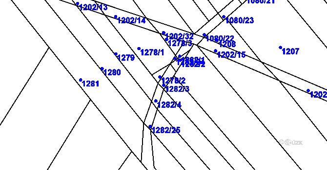Parcela st. 1282/3 v KÚ Ořechov, Katastrální mapa